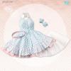  Volks HTDP Kyoto 12 Dollfie Dream Blue Check Dress Set DDS DD L Bust DDdy 